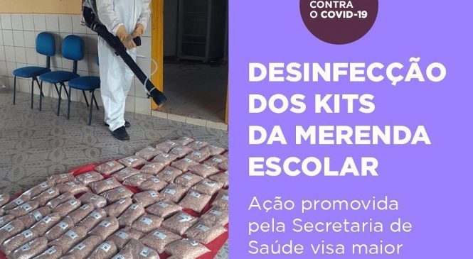 Desinfecção dos kits da merenda escolar é realizada pela equipe de Agentes de Endemias da Secretaria Municipal de Saúde de João Dias/RN