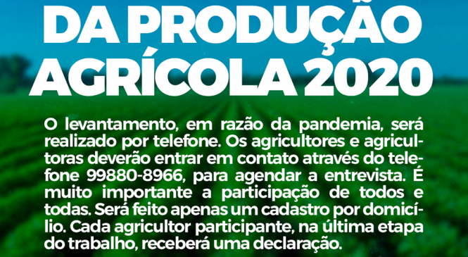 Gestão Mariana Fernandes de Luís Gomes/RN, através da Secretaria Municipal de Agricultura, iniciará o mapeamento da produção agrícola 2020