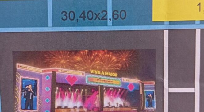 Vaza montagem e arte do palco da FINECAP 2025