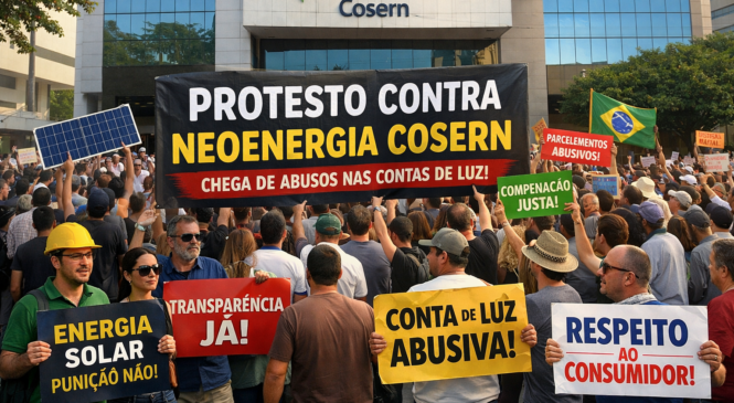 Protesto contra Neoenergia Cosern reúne setor solar e consumidores em Natal