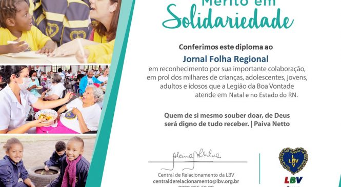Jornal Folha Regional conquista prêmio de jornalismo e reconhecimento de mérito pela LBV