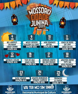Mossoró Cidade Junina confirma retomada com shows de Bell Marques,Wesley Safadão, e Xand Avião.