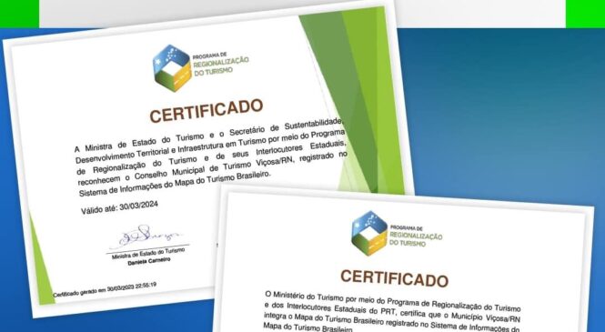 Viçosa recebe certificado federal e integra o Mapa de Turismo Brasileiro