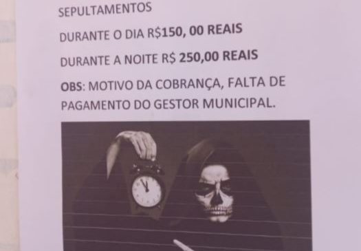 Com salários atrasados da prefeitura, coveiro faz anúncio e divulga seu trabalho em São Miguel
