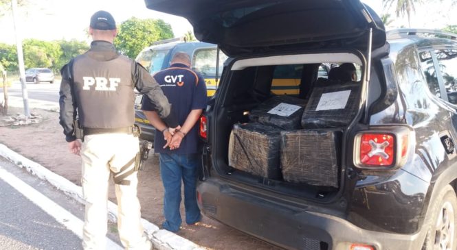 Homem é preso com 300 kg de maconha escondidos em mala de carro na Grande Natal