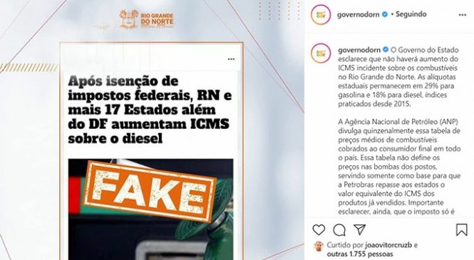 Governo do Estado nega aumento de ICMS dos combustíveis no RN