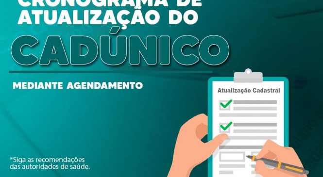 A Coordenação do Cadastro Único de Riacho de Santana/RN, informa sobre agenda aberta para o mês de abril desde o dia 23/03/2021