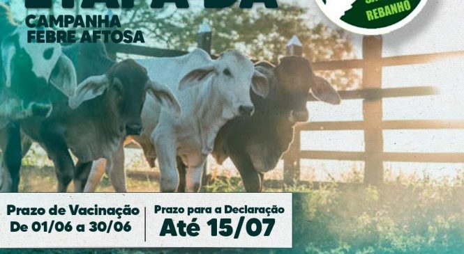 Secretaria de Agricultura e Meio Ambiente, comunica a todos os produtores/pecuaristas, sobre a 1ª etapa da campanha contra a Febre Aftosa em Riacho de Santana/RN