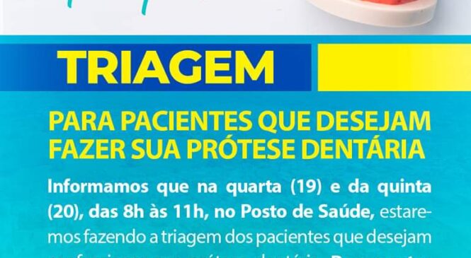 Prefeitura de Coronel João Pessoa realiza triagem para pacientes que desejam confeccionar prótese dentária