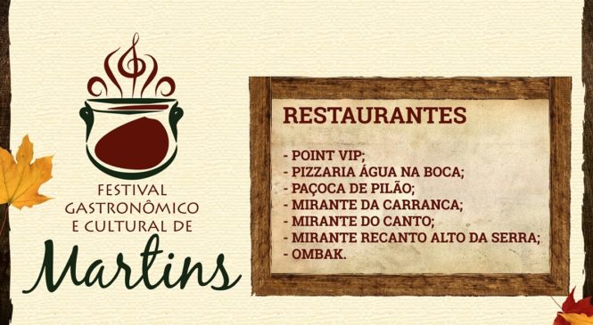 A melhor culinária do estado confirma presença no Festival de Gastronomia de Martins