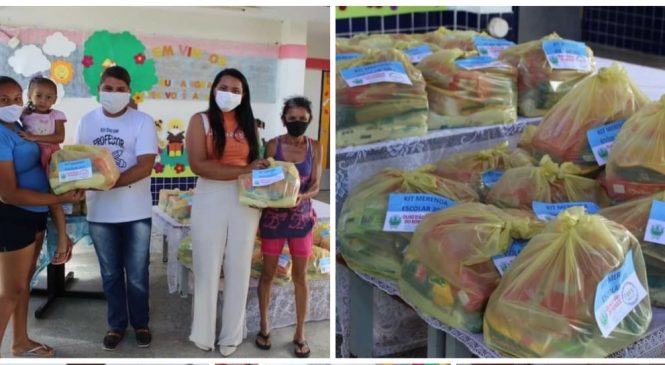 O Jardim Escola Professora Rita Firmo de Souza realizou nesta segunda-feira, 31, a entrega de cerca de 113 cestas básicas referentes aos kits de merenda escolar em Olho D’Água do Borges/RN