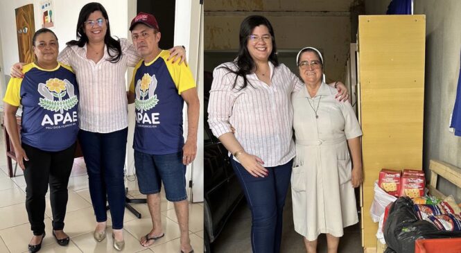 Prefeita Marianna Almeida entrega alimentos, leites e panetone para o Patronato e APAE