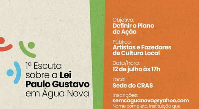 Água Nova realiza a 1ª Escuta Pública sobre a Lei Paulo Gustavo de incentivo a cultura