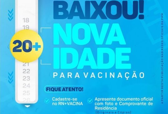 Mossoró vacina contra a Covid a partir de 20 anos
