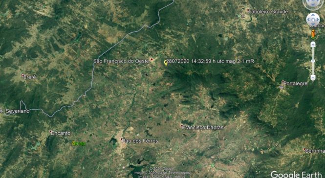 LABSIS registra tremor de terra de 2.1 em São Francisco do Oeste -RN