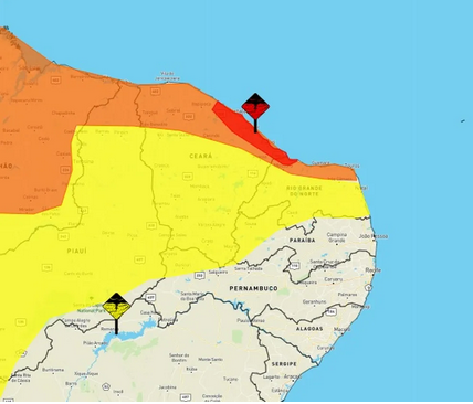 Inmet emite alertas vermelho, laranja e amarelo de chuvas para cidades do RN