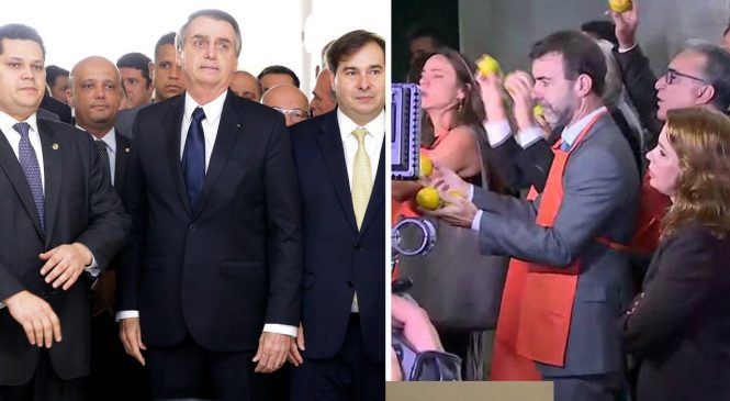 No Congresso,Bolsonaro evita imprensa e é recebido com Laranjas