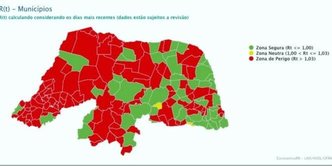 Taxa de transmissibilidade da Covid-19 é “Perigosa” em 111 municípios, dizem pesquisadores da UFRN